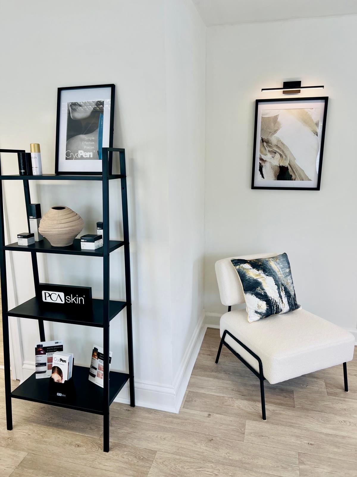 PCA Skin and CryoPen products on display at Signature Aesthetics by Paula, Castle Eden